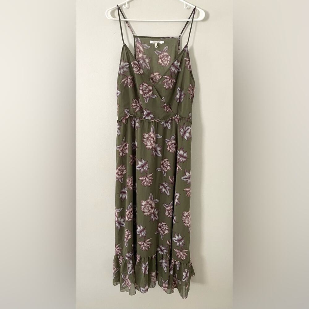 Avec Les Filles Semi-Sheer Chiffon Floral V-Neck Midi Dress Size XL - Picture 4 of 8